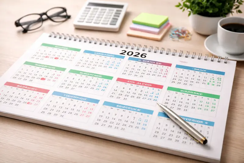 Calendario fiscal y laboral para autónomos en 2026