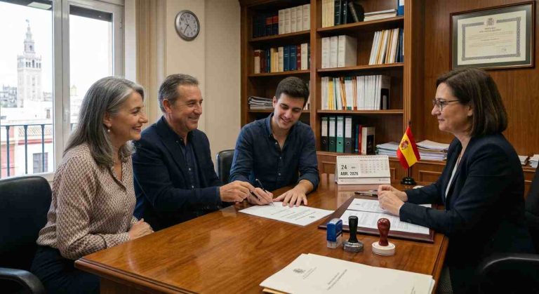 Padres entregando dinero a su hijo para una donación familiar en 2026